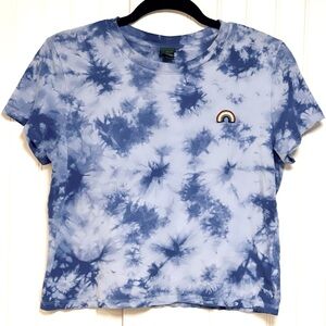 Wild Fable Blue & White Tie Dye w/ Rainbow T-Shirt - Sz S